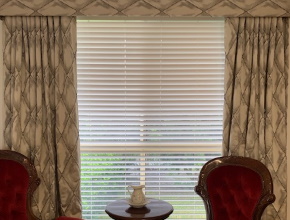 Straightline Padded Pelmet with Matching Reverse Pleat Curtains