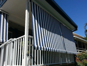 Navy & White Striped Outdoor Awning